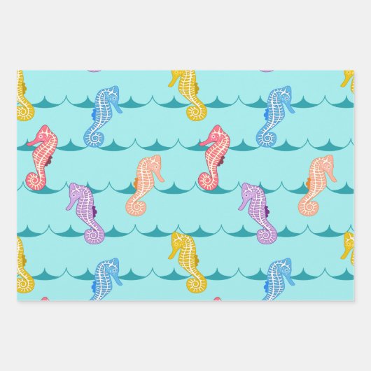Schelp, Zeepaardje en Zeesterren Inpakpapier Vel (Voorkant 2)