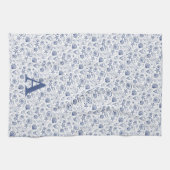 Schelp Zeester Nautisch Monogram Theedoek (Horizontaal)