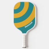 Schelp Zonsopgang Cirkel Streep met Naam Pickleball Paddle (Achterkant)