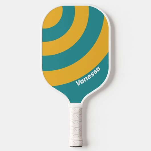 Schelp Zonsopgang Cirkel Streep met Naam Pickleball Paddle (Voorkant)