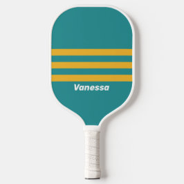 Schelp Zonsopgang over Strepen met Naam Pickleball Paddle