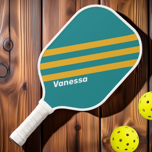 Schelp Zonsopgang Strepen met Naam Pickleball Paddle
