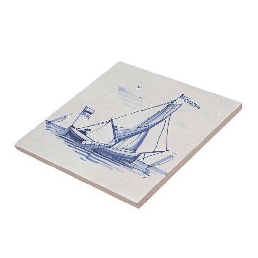 schelpdieren, replica's zweefboot tegeltje (Zijkant)