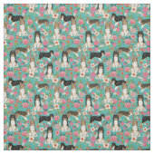 schelpdieren shetland sheepdog  florals stof (Swatch)