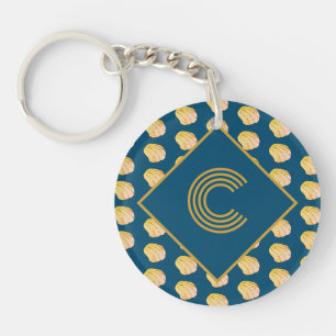 Schelpels voor monoklonaal blauw goud Waterverf Sleutelhanger