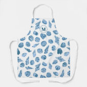 Schelpen Aquarel Naustisch Kust Monogram Schort (Voorkant)