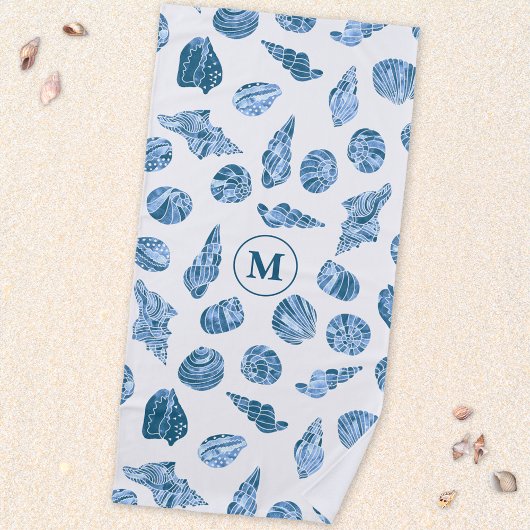Schelpen Aquarel Nautilus Monogram Initiaal Strandlaken