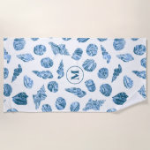 Schelpen Aquarel Nautilus Monogram Initiaal Strandlaken (Voorkant)