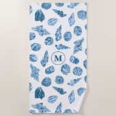Schelpen Aquarel Nautilus Monogram Initiaal Strandlaken (Voorkant)