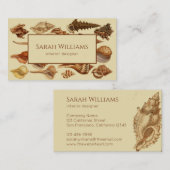 Schelpen Beige Bruin Vintage Slakken Kust- Visitekaartje (Voorkant / Achterkant)