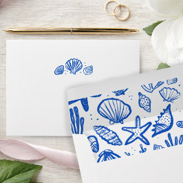Schelpen Blauw & Wit Patroon Strand Schelpen Chic Envelop