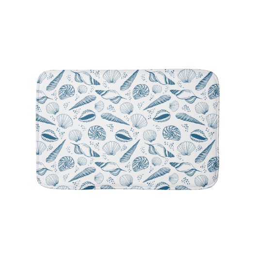 Schelpen Blauw Witte strand Badmat (Voorkant)