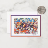  schelpen Briefpapier Notitiekaartje (Voorkant / Achterkant in situ)