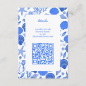 Schelpen Bruidsdouche Chic Blauwe Strand AANGEPAST Informatiekaartje (Voorkant)