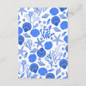 Schelpen Bruidsdouche Chic Blauwe Strand AANGEPAST Informatiekaartje (Achterkant)