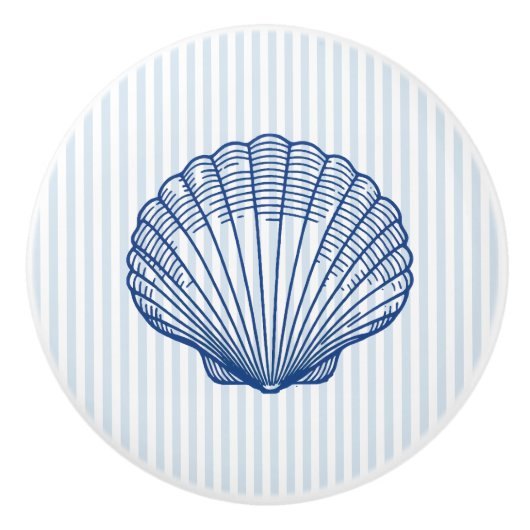 Schelpen Clam Shell Blauwe Kust Keramische Knop (Voorkant)