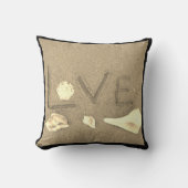 schelpen en hart op strand - aangepaste trouwkusse kussen (Voorkant)