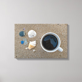 Schelpen en koffie canvas afdruk