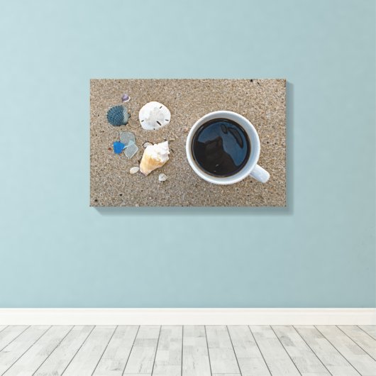 Schelpen en koffie canvas afdruk (Insitu (Houten vloer))