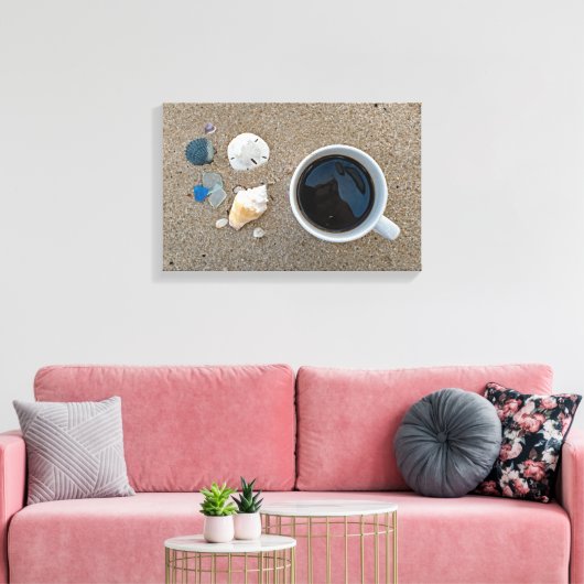 Schelpen en koffie canvas afdruk (Insitu (Woonkamer))