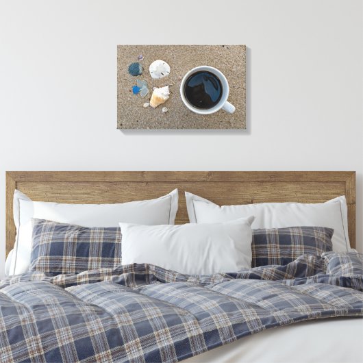 Schelpen en koffie canvas afdruk (Insitu (Slaapkamer))
