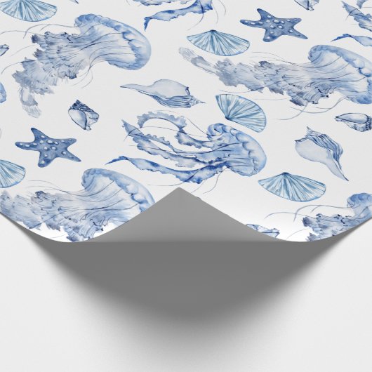 schelpen en kwallen cadeaupapier (Hoek)