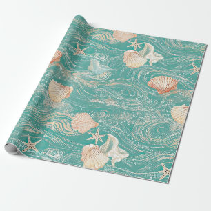 Schelpen en Oceaangolven Patroon (10) Cadeaupapier