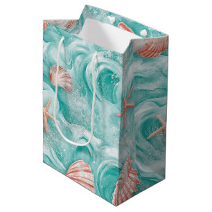 Schelpen en Oceaangolven Patroon (5) Medium Cadeauzakje