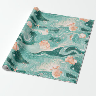 Schelpen en Oceaangolven Patroon (6) Cadeaupapier