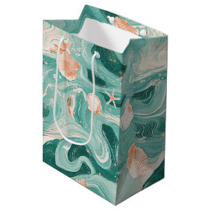 Schelpen en Oceaangolven Patroon (6) Medium Cadeauzakje