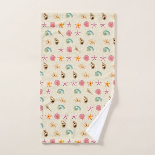 Schelpen en Plumeria Bad Handdoek (Handdoek)