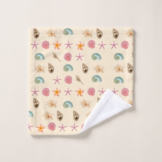 Schelpen en Plumeria Bad Handdoek (Wasdoekje)