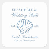 Schelpen en Trouwbellen Bachelorette-feestje Vierkante Sticker (Voorkant)