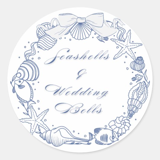 Schelpen en Trouwbellen Design | Kust Ronde Sticker (Voorkant)