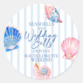 Schelpen en Trouwbellen Kust Bachelorette Ronde Sticker