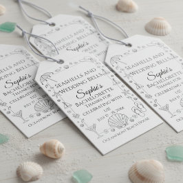Schelpen en Trouwbellen Strand Bruidsfeestje Cadeaulabel