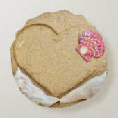 schelpen en twee harten op strandstrandstranspal rond kussen (Achterkant)