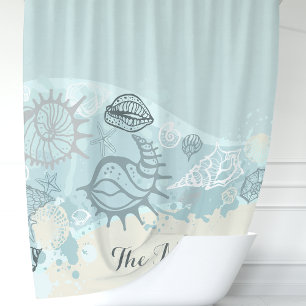 Schelpen en Zand Strand Monogram Douchegordijn