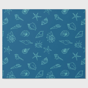 schelpen en zeesterren cadeaupapier