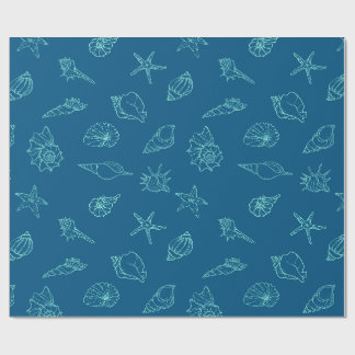 schelpen en zeesterren cadeaupapier