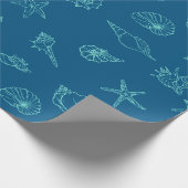 schelpen en zeesterren cadeaupapier (Hoek)