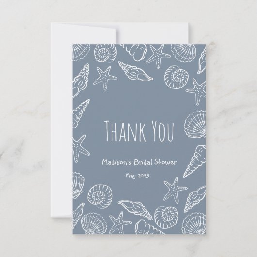 Schelpen en Zeesterren Kustlijn Bedankkaart (Voorkant)