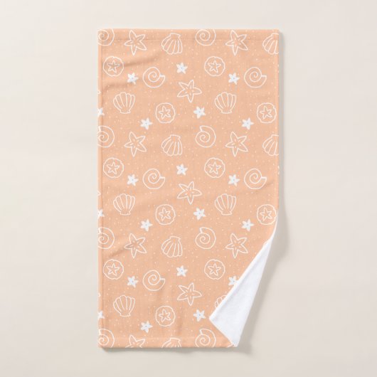 Schelpen en zeesterren Pastel Peach Patroon Bad Handdoek (Handdoek)