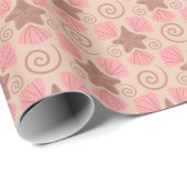 Schelpen en zeesterren patroon cadeaupapier (Rol Hoek)