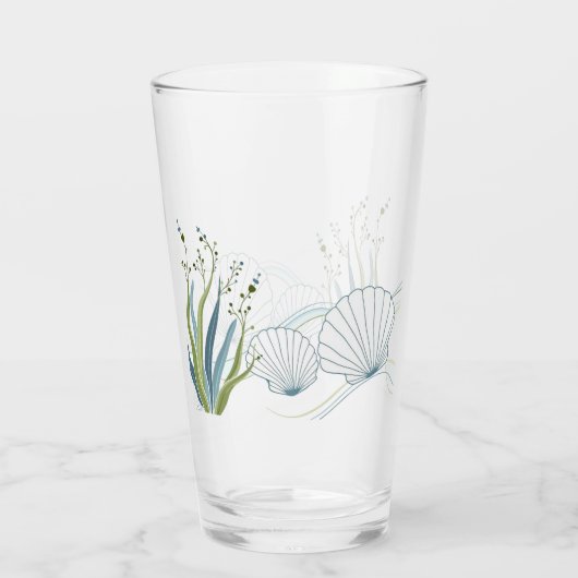 Schelpen en zeewier grens glas (Achterkant)