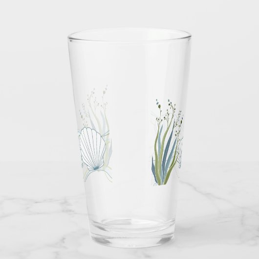 Schelpen en zeewier grens glas (Rechts)