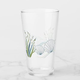 Schelpen en zeewier grens glas