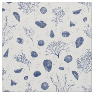 Schelpen en zeewier Marine en witte stof