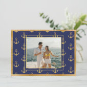 Schelpen Foto Gouden Ankers Kerstmis Kerstkaart (Staand voorkant)