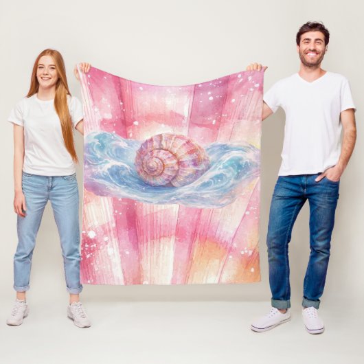 Schelpen Golf Fleece Deken – Kust Oceaan Kunst (In situ)